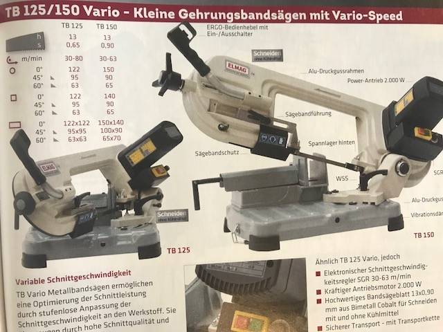 Fierastrau cu banda pentru metal TB 125 Vario